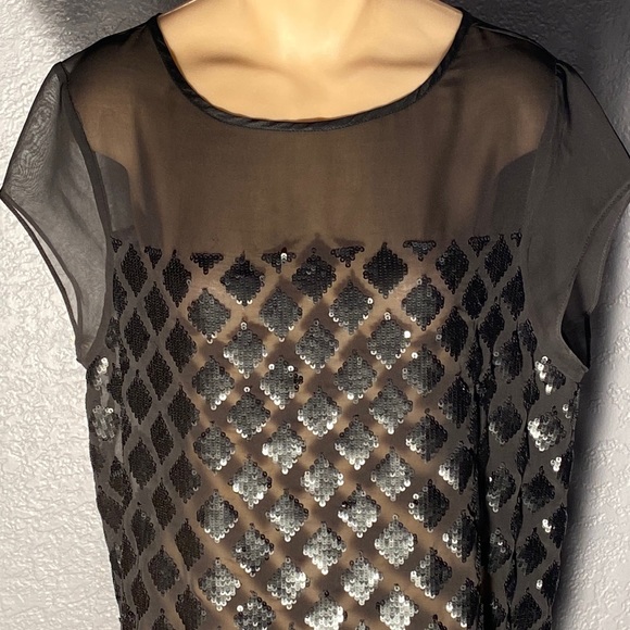 ALLSAINTS - sheer mesh s/s dress tunic w black lattice sequins on both sides - 8 - Picture 3 of 16